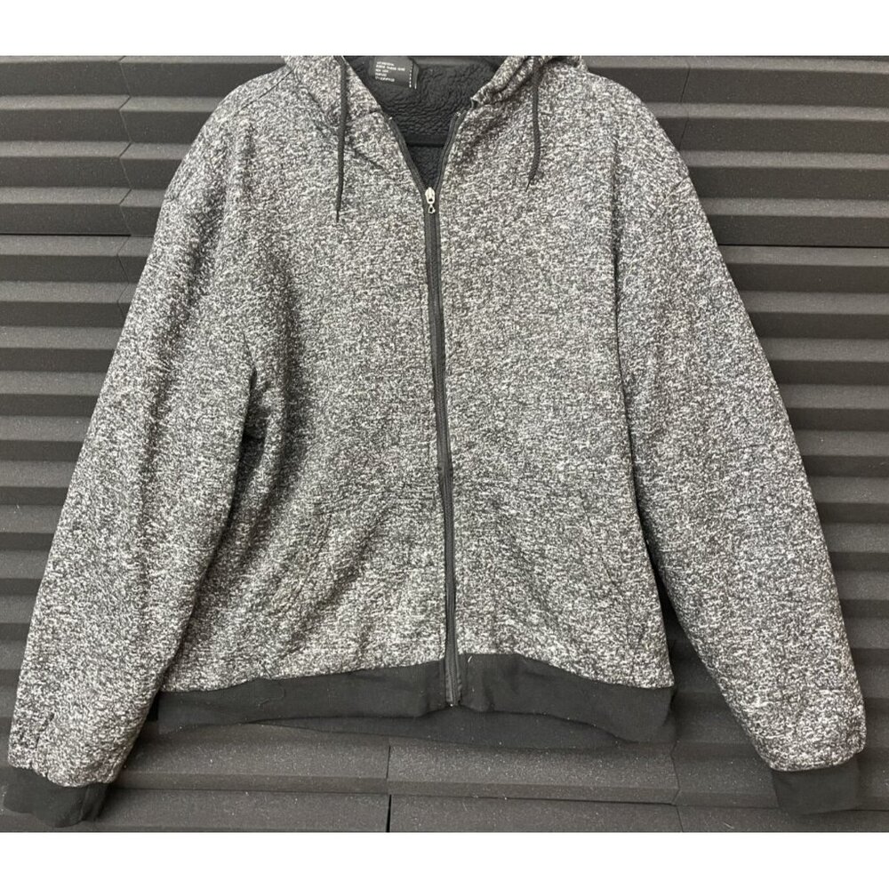 Old Skool Gray Heavyweight Full Zip Hooded Jacket Men Size XL Pockets